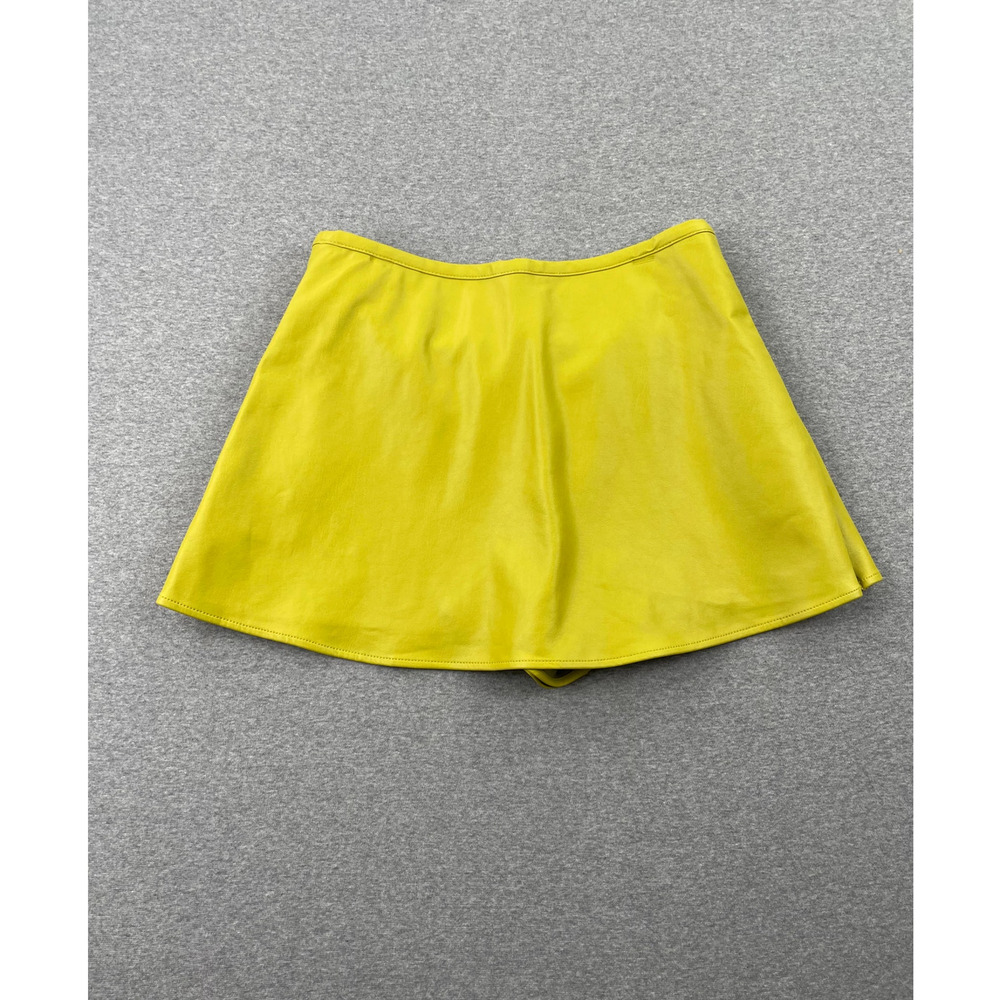 NWT Free People Paradise Found Vegan Leather Skort Size S Lime Green Mini Skirt